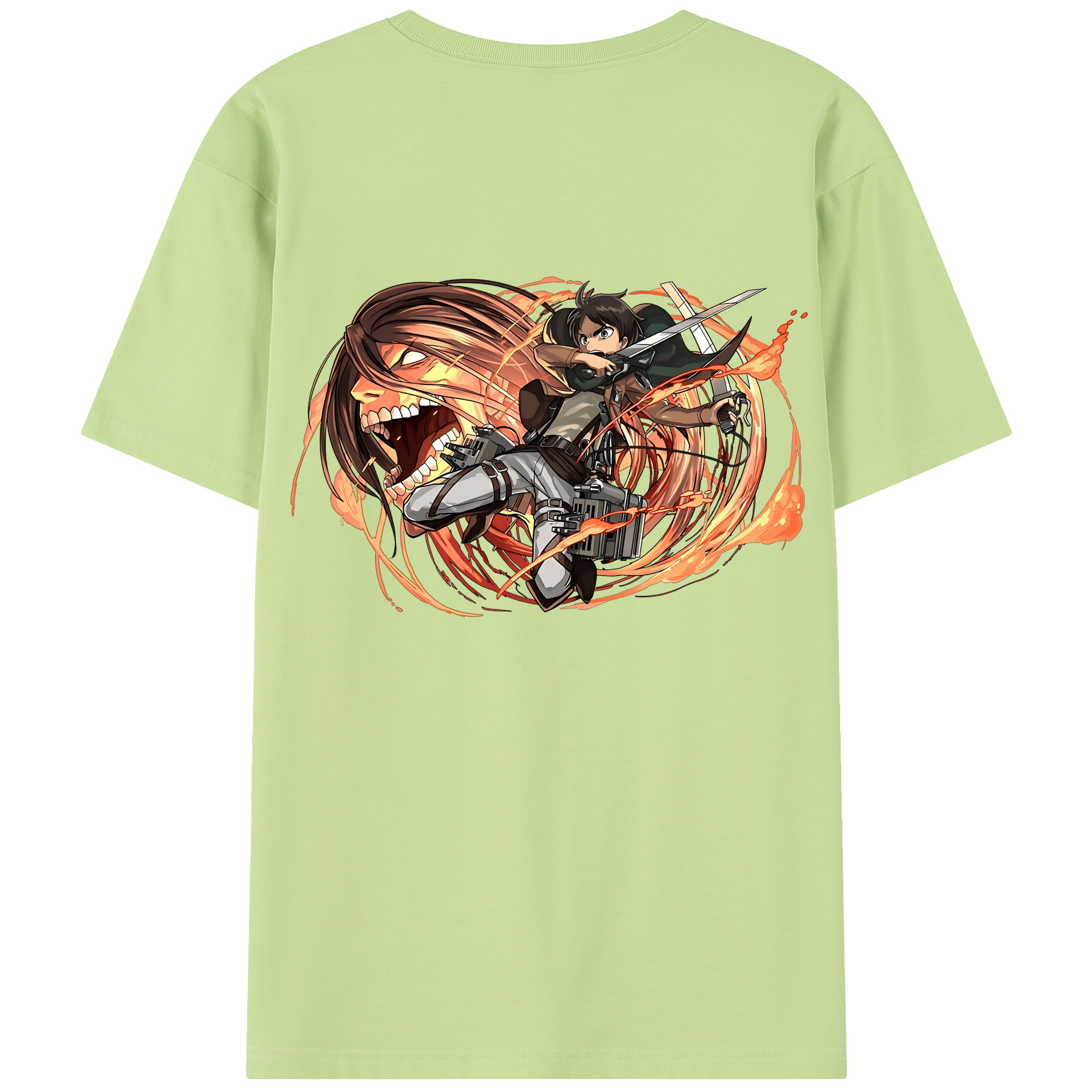 （画像用） 進撃の巨人 エレン･イェーガー Attack on Titan Eren Jäger 綿100％半袖Tシャツ（背面プリント）